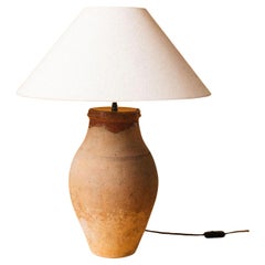 20th-Century Turkish Terracotta Storage Jar Table Lamp with Glazed Rim