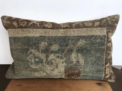 20th Century Turkish Green and Khaki Rug Pillow