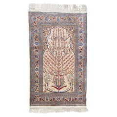 20th Century Turkish Kayseri Tree of Life Hand-Knotted Silk Prayer Rug 20th Century Turkish Kayseri Tree of Life Hand-Knotted Silk Prayer Rug