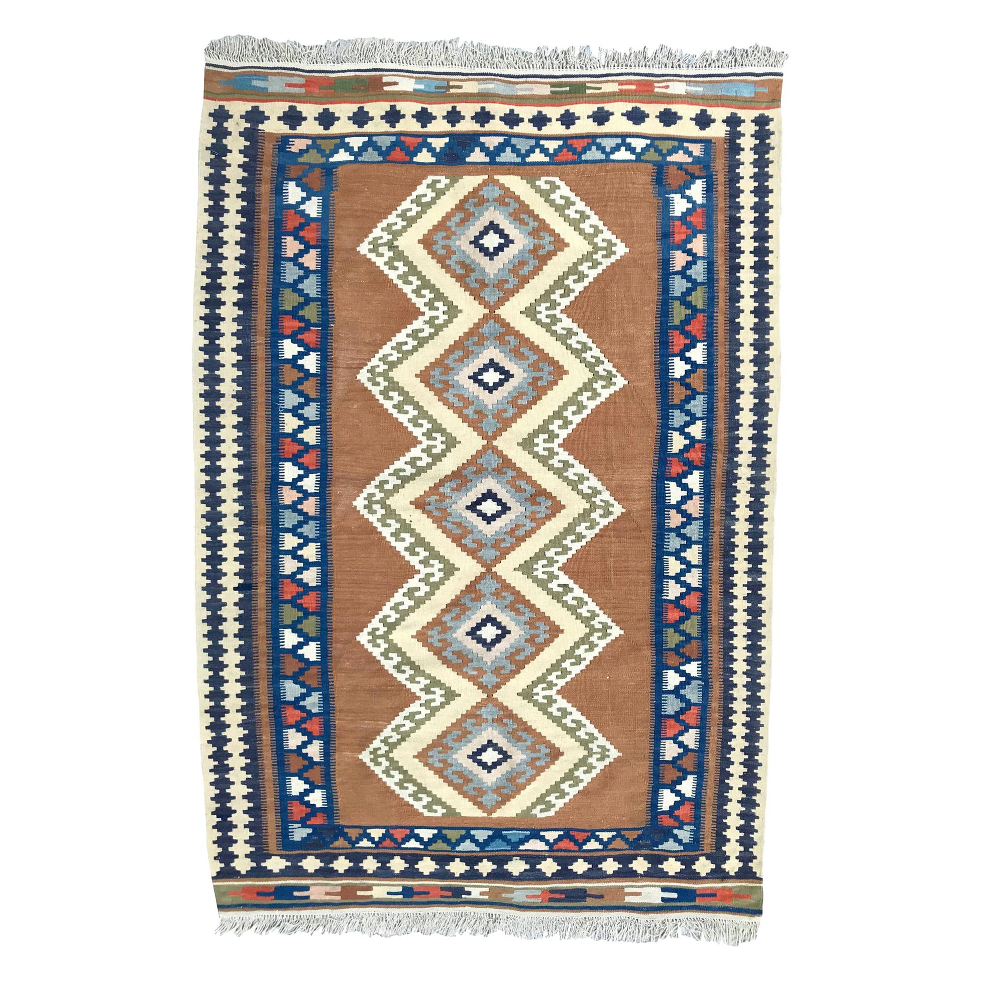 Bobyrug’s nice 20th Century Turkish Kilim Flat Rug For Sale