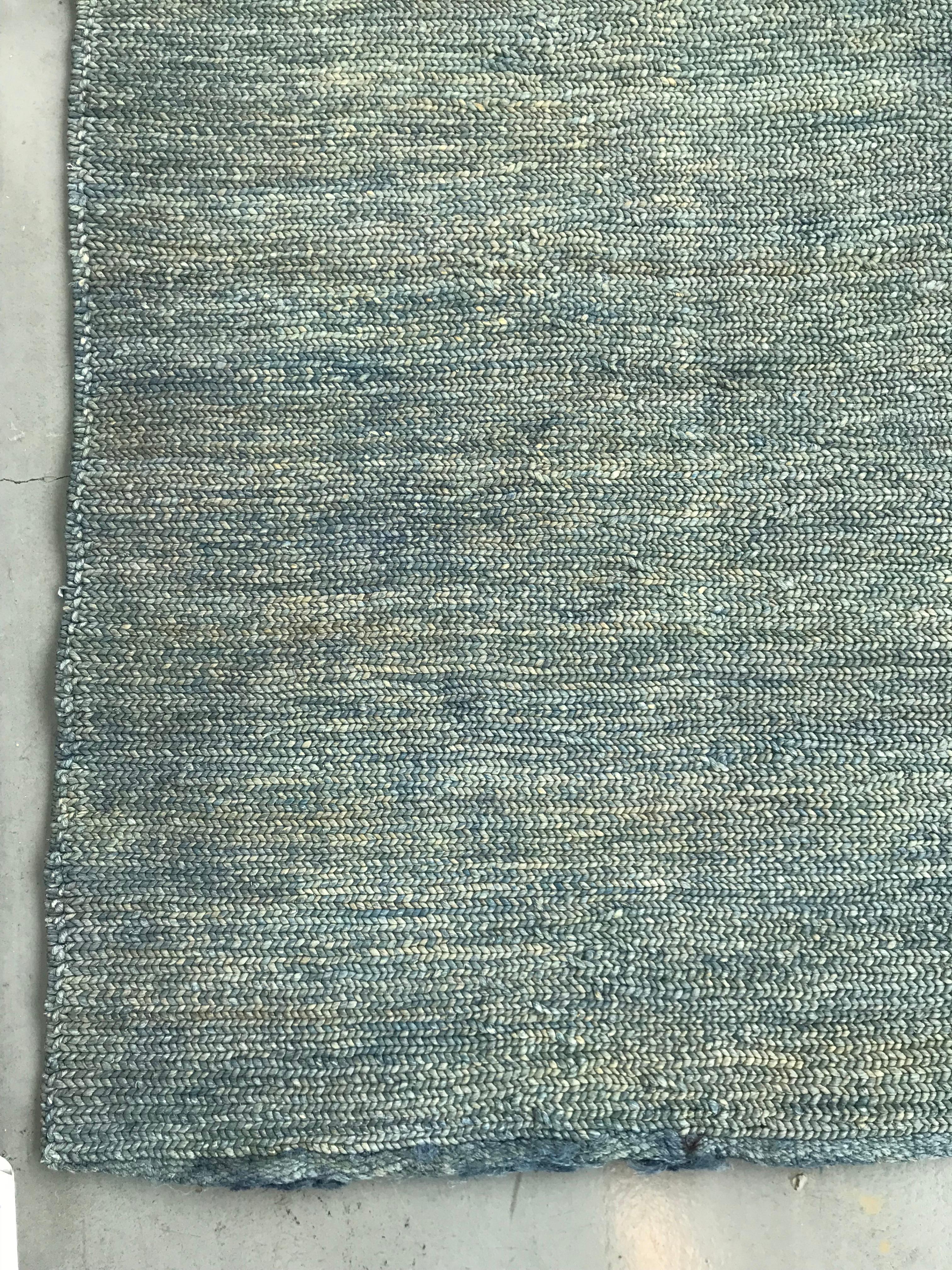 (Small) Turkish blue cotton and linen rug found in France.