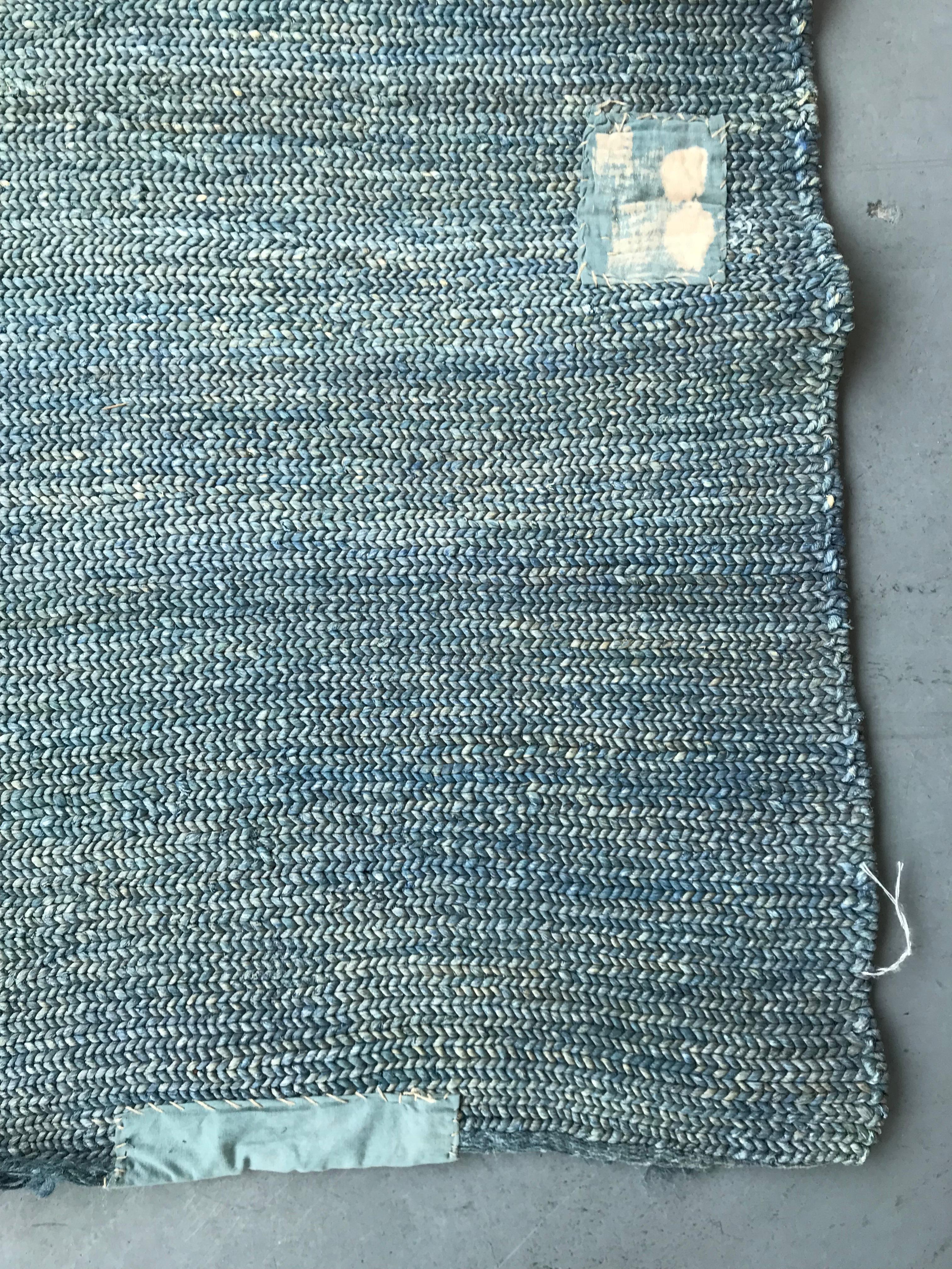 Woven 20th Century Turkish Muted Blue Cotton and Linen Rug