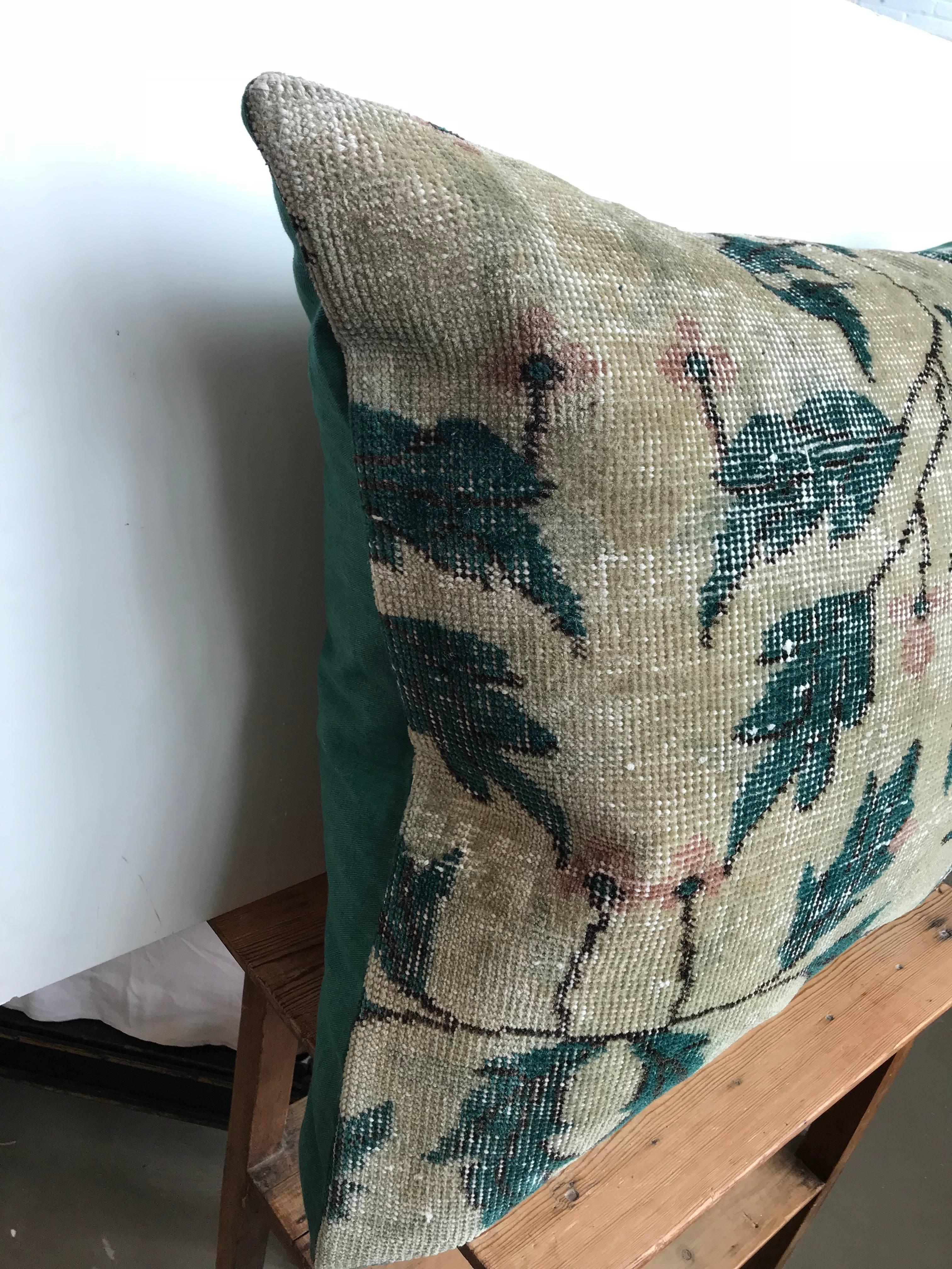 Wool 20th Century Turkish Rug Fragment Pillow For Sale