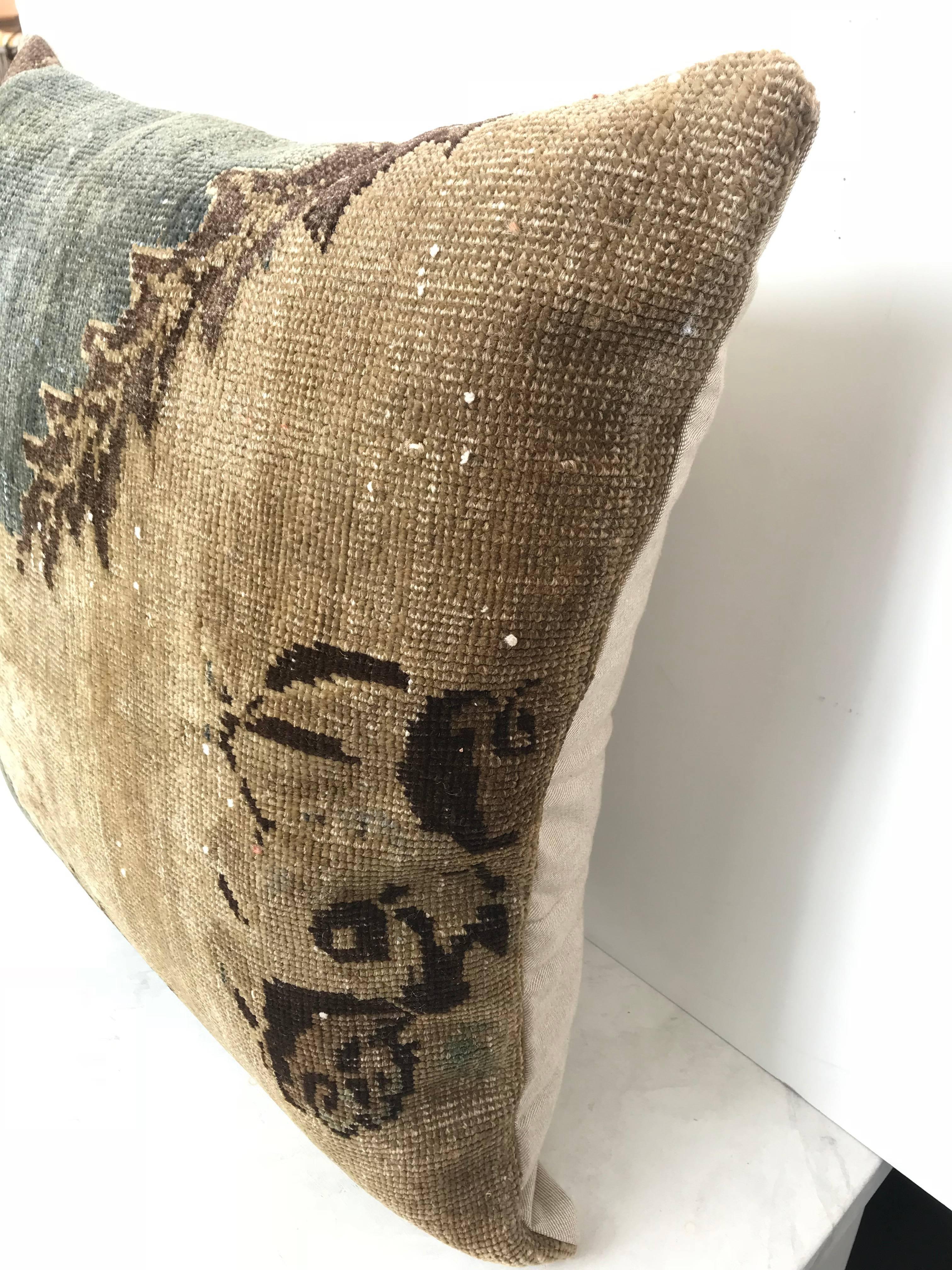 Wool 20th Century Turkish Rug Fragment Pillow