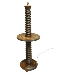 20th Century Turned Screw Floor Lamp with Table
