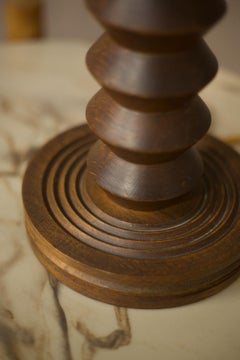 20th Century Turned Teak Table Lamp Short