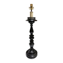 20th Century Turned Wood Lamp, Painted Black