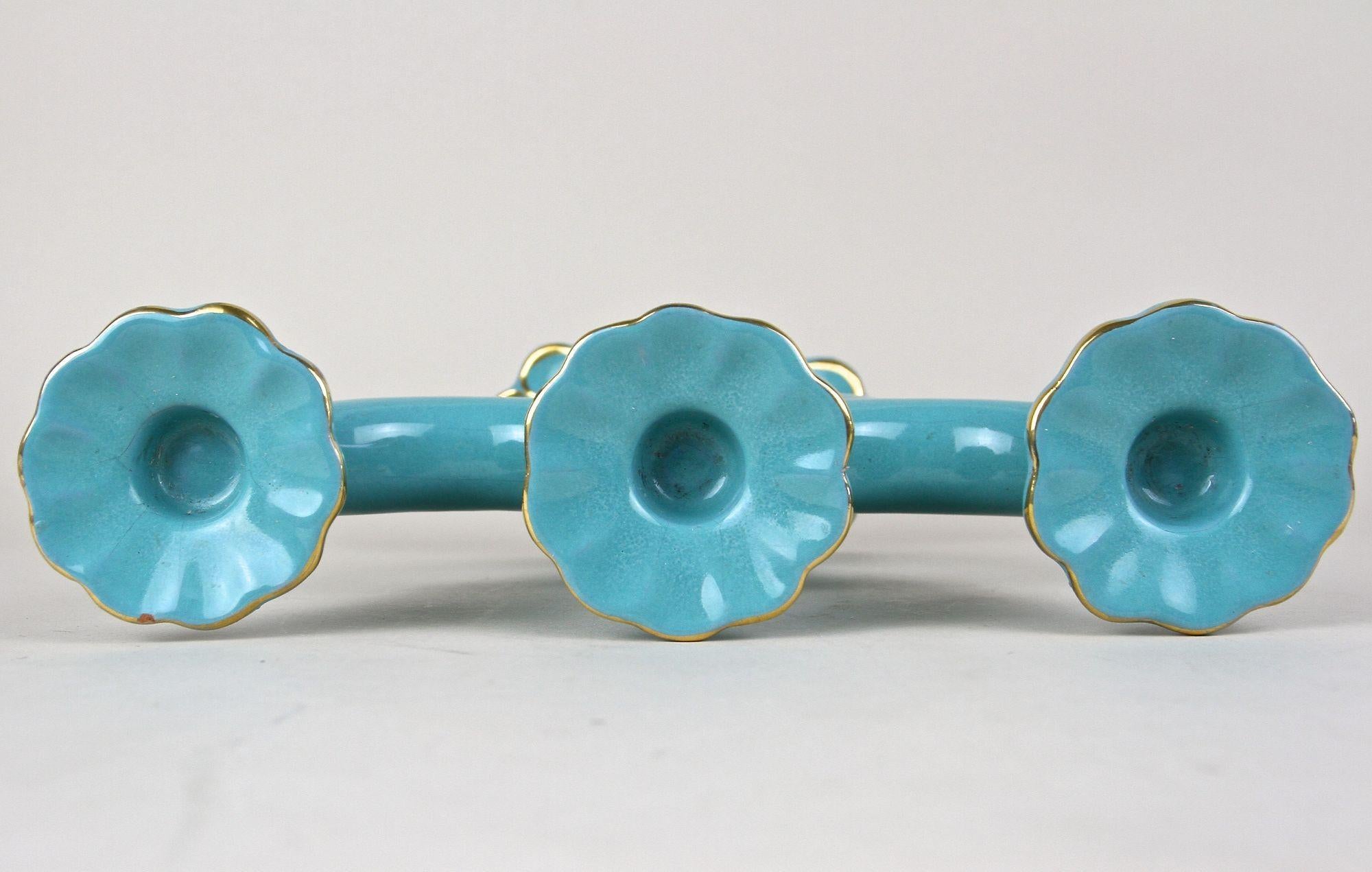 20th Century Turquoise Art Deco Ceramic Candleholder, Marked - AT ca. 1930 For Sale 7
