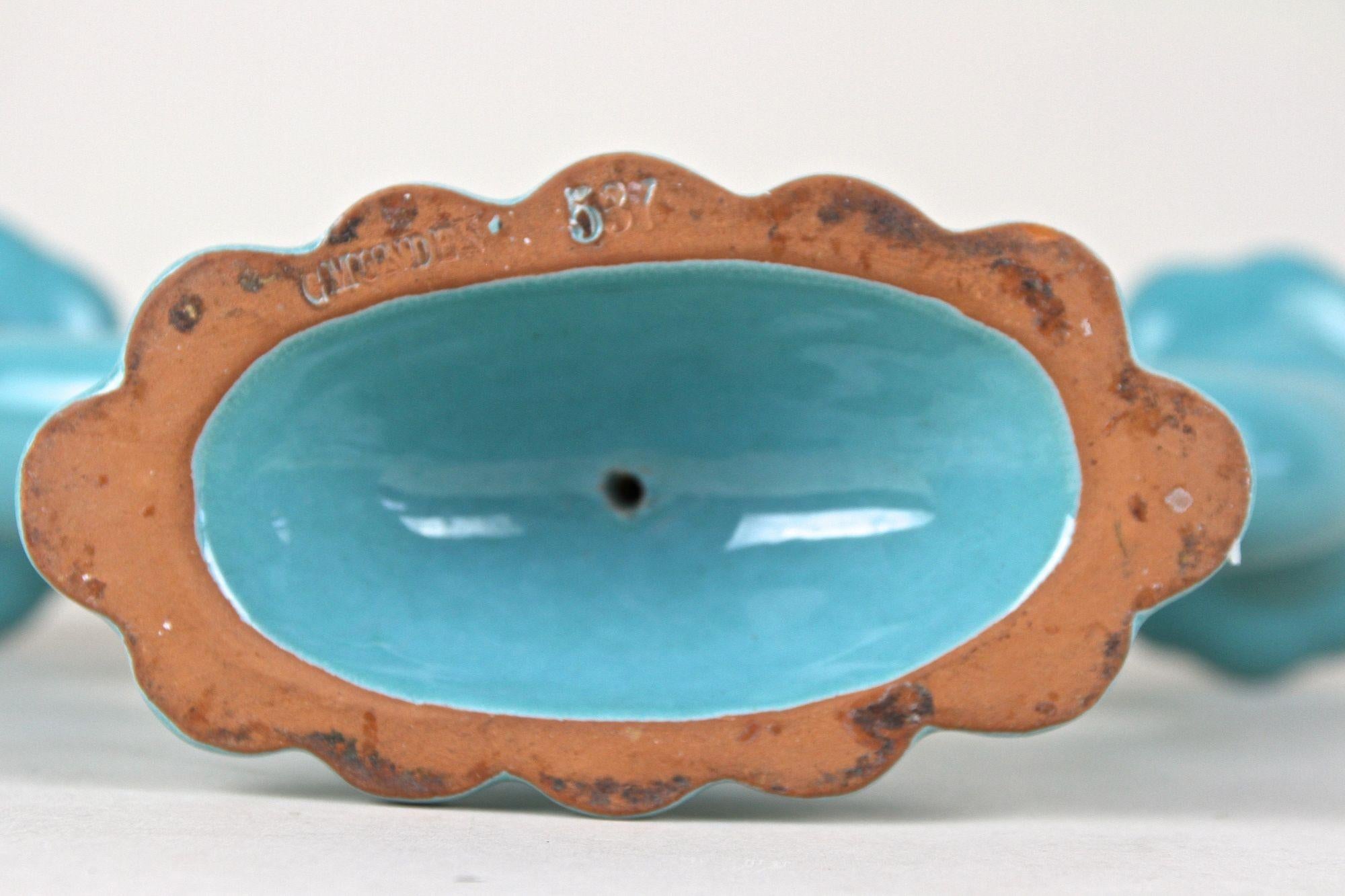 20th Century Turquoise Art Deco Ceramic Candleholder, Marked - AT ca. 1930 For Sale 9