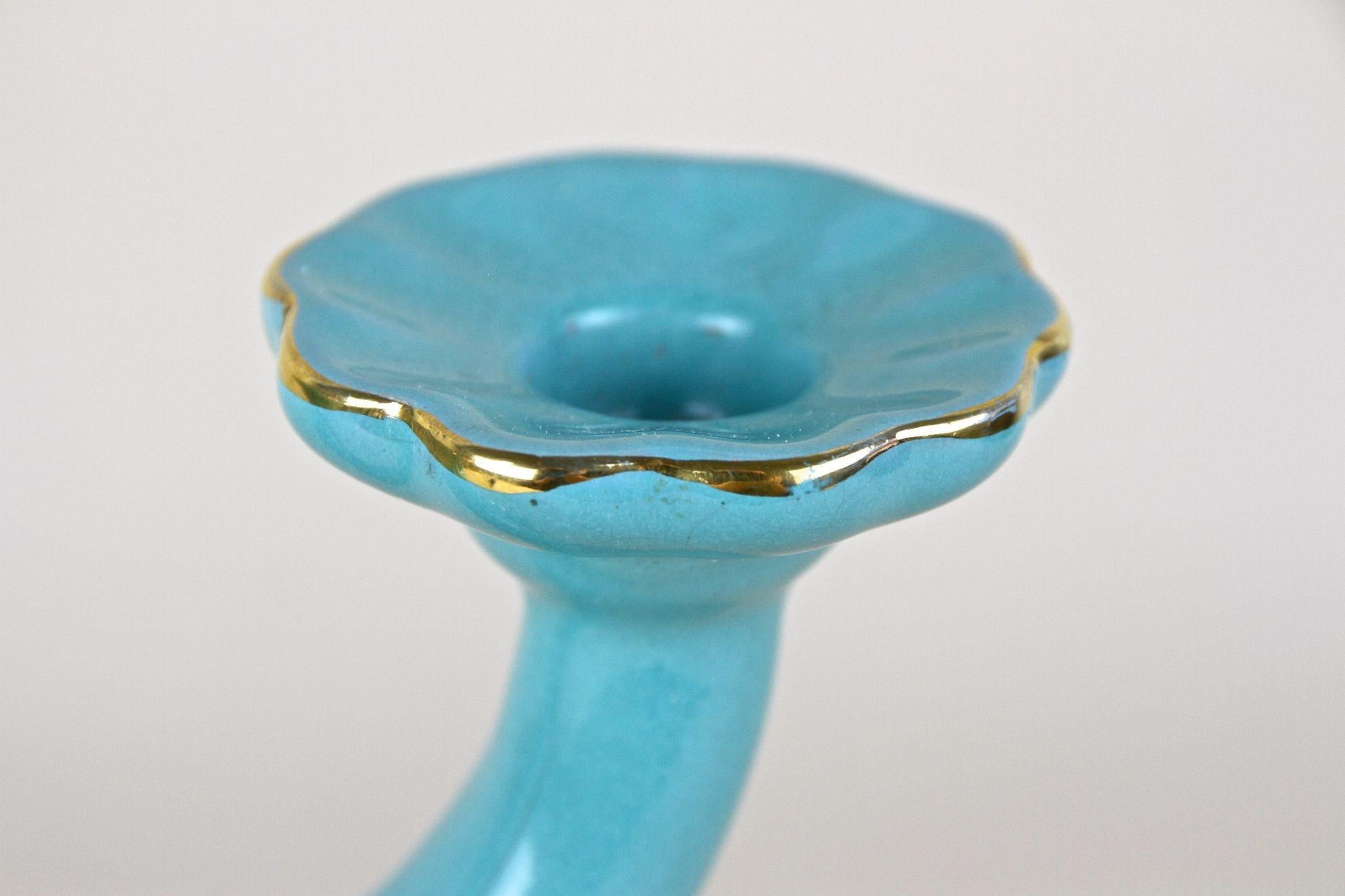 20th Century Turquoise Art Deco Ceramic Candleholder, Marked - AT ca. 1930 For Sale 10