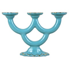 20th Century Turquoise Art Deco Ceramic Candleholder, Marked - AT ca. 1930