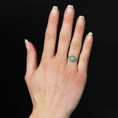 20th Century Turquoise Diamonds 18 Karat Rose Gold Round in Shape Ring