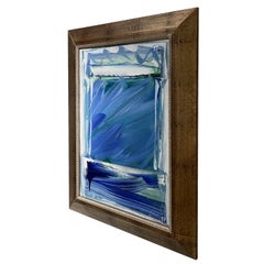 20th Century Turquoise-Green French Abstract Oil Painting by Daniel Clesse