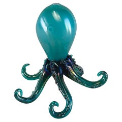 Antique 20th Century Turquoise Italian Murano Glass Octopus Sculpture by Carlo Scarpa