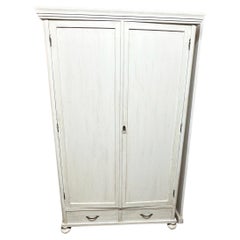20th Century Tuscan dirty white two-door wardrobe with drawers