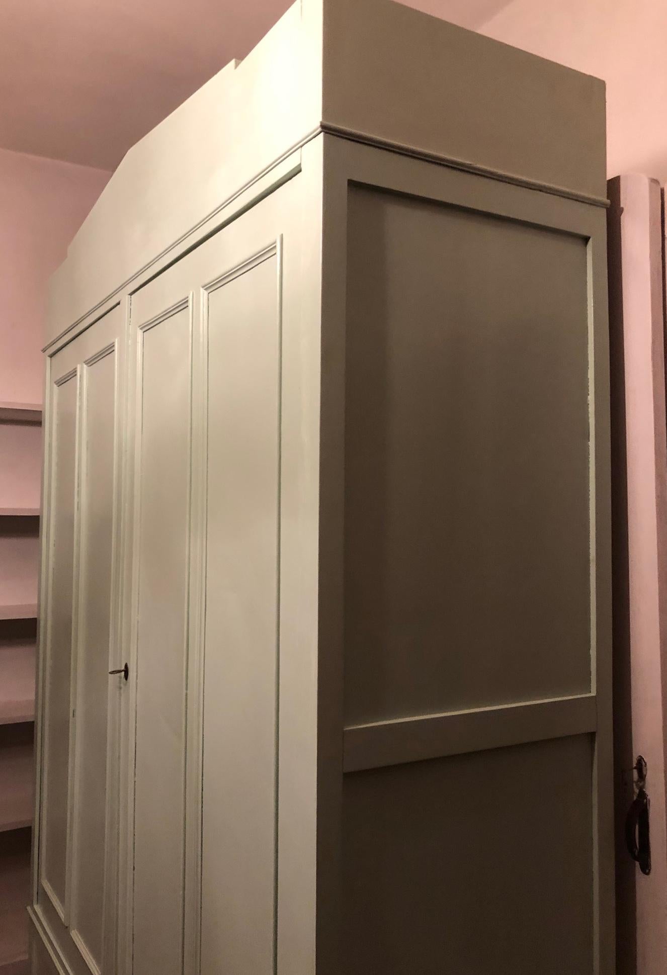 20th Century Tuscan light green two-door wardrobe with drawers 4