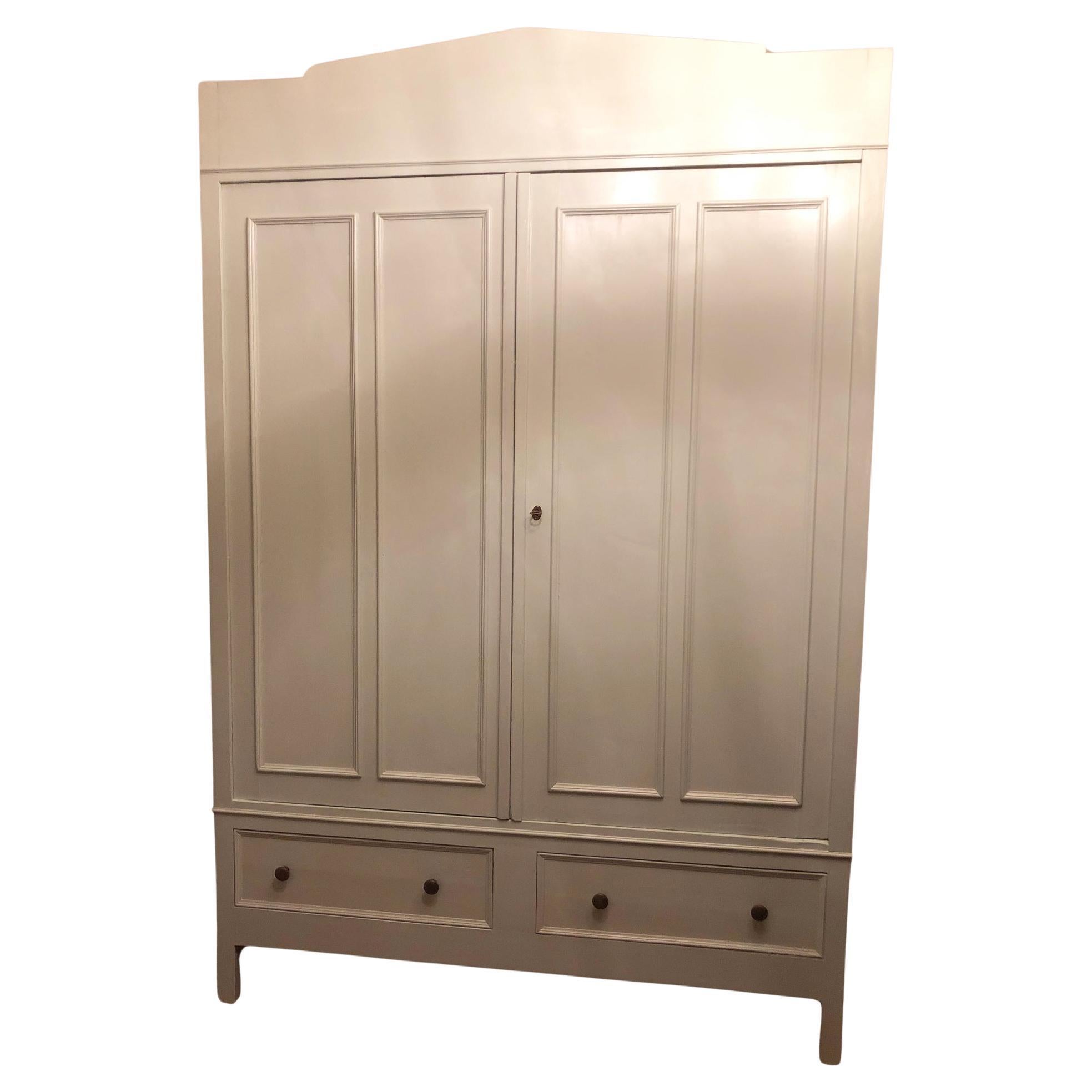 20th Century Tuscan light green two-door wardrobe with drawers