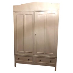 Vintage 20th Century Tuscan light green two-door wardrobe with drawers