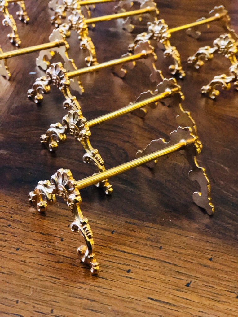 20th Century Twelve French Gold-Plated Knife Rests with Floral ...