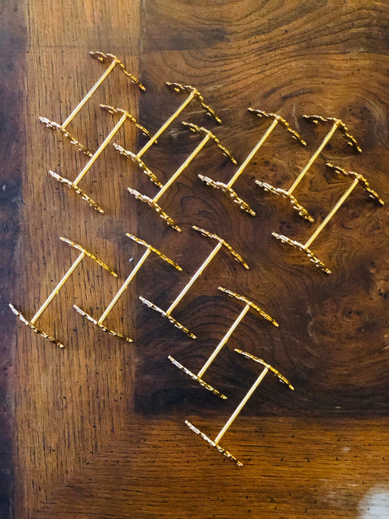 20th Century Twelve French Gold-Plated Knife Rests with Floral ...