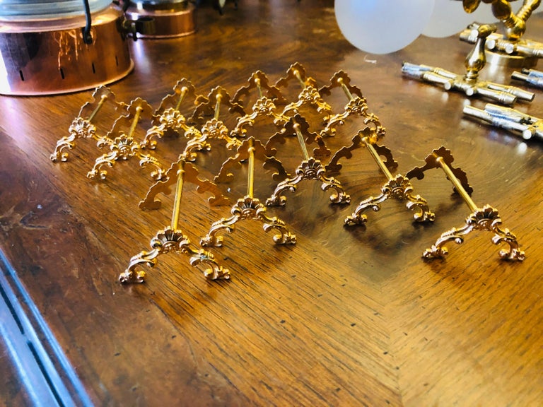 20th Century Twelve French Gold-Plated Knife Rests with Floral ...