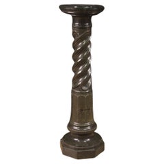 Vintage 20th Century Twisted Carved Sculpted Marble Italian Column, 1960s