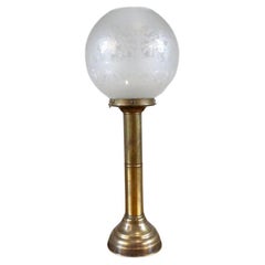 20th-Century Two Candlesticks With Glass Shades