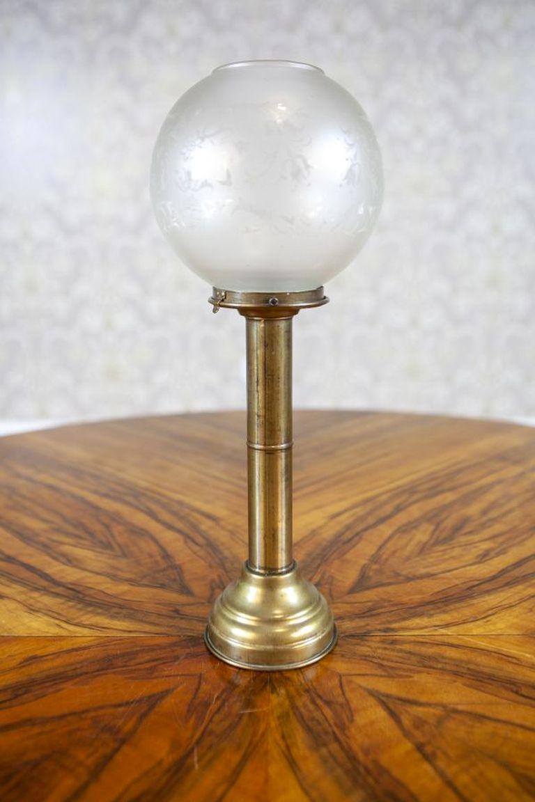 20th Century 20th-Century Two Candlesticks With Glass Shades For Sale