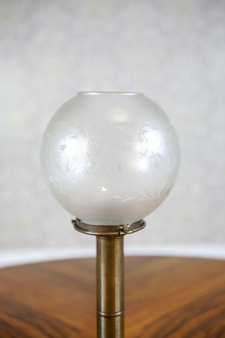 20th-Century Two Candlesticks With Glass Shades For Sale 1