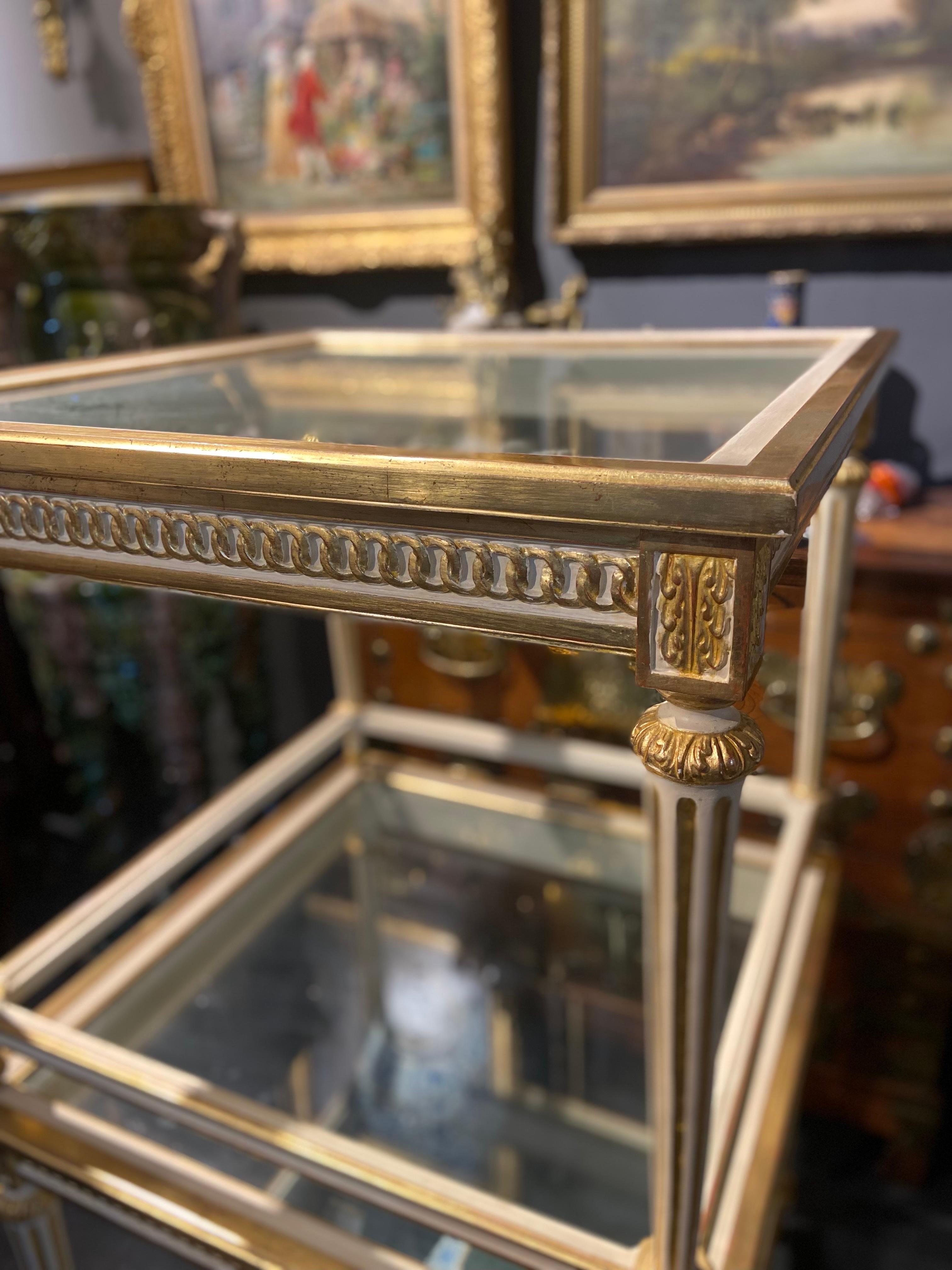 20th Century Two French Square Sofa Tables in Giltwood in Louis XVI Style For Sale 1