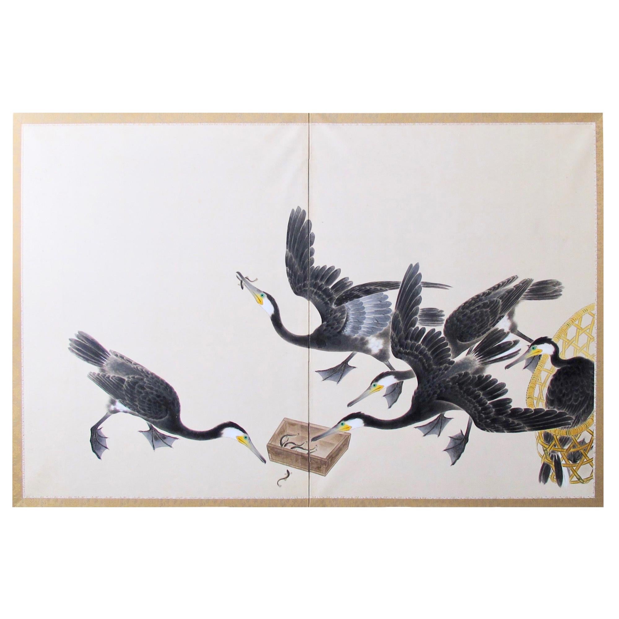 20th Century Two-Panel Screen on Paper For Sale
