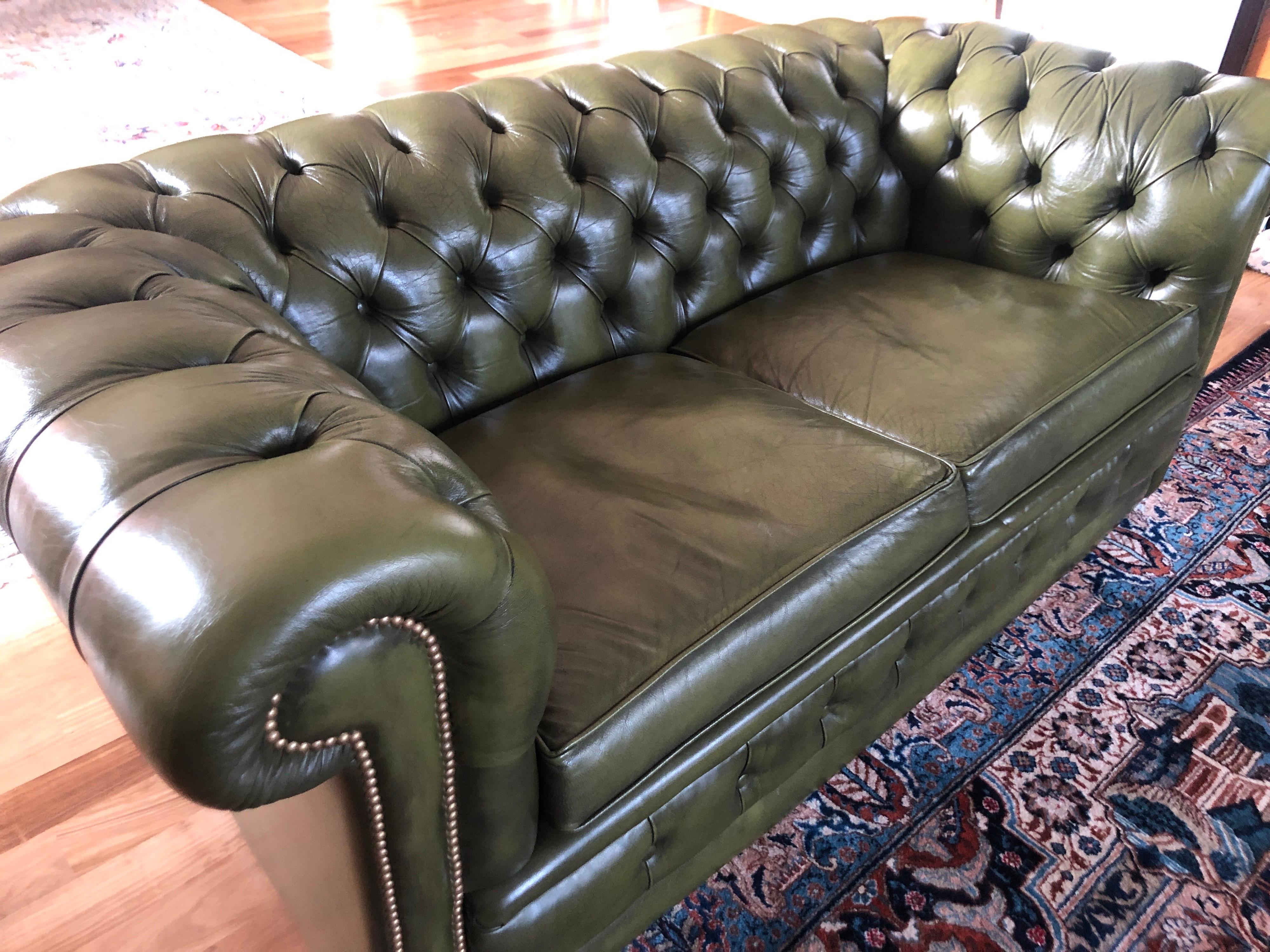dark green leather couch