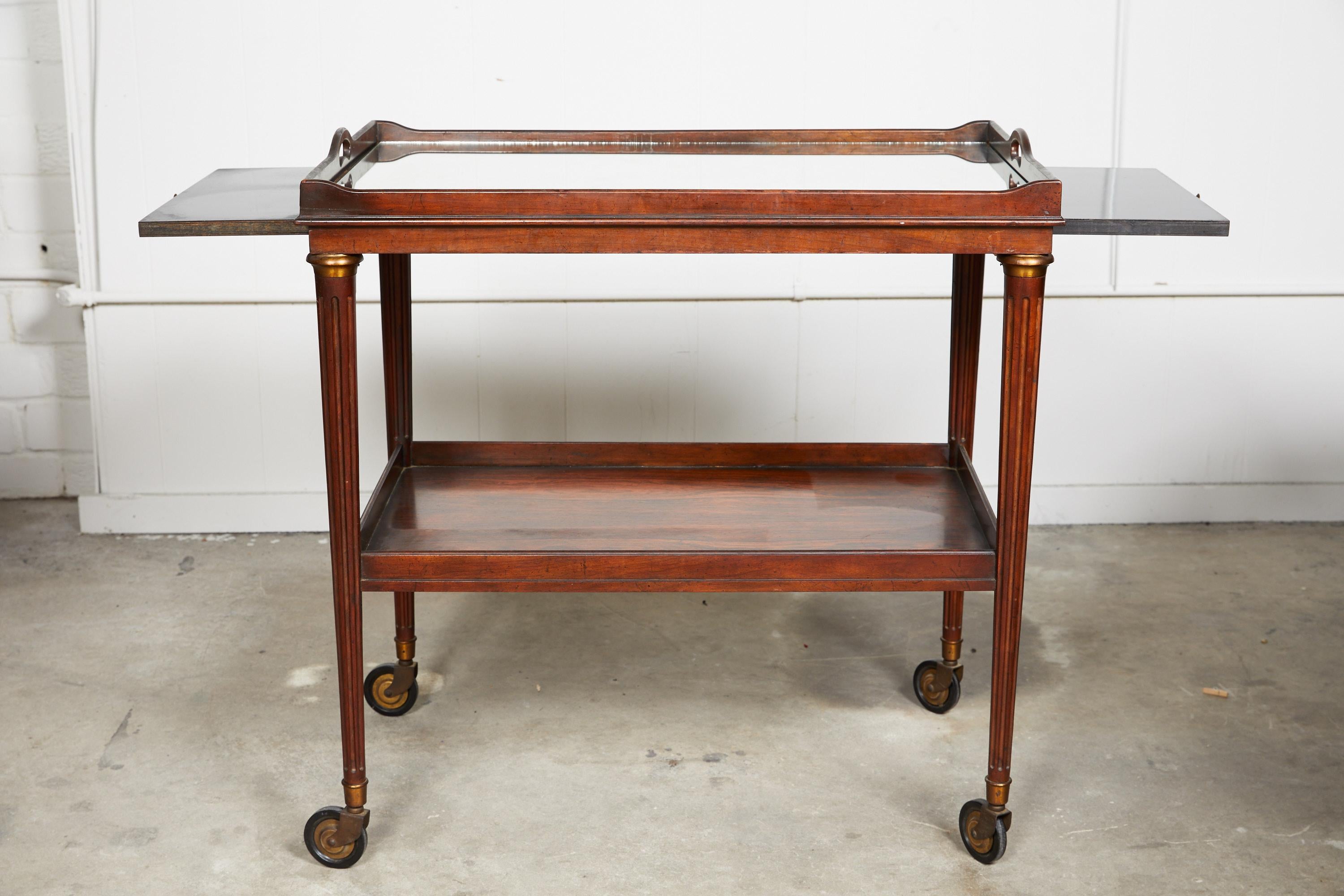 Regency 20th Century Two-Tier Bar Cart of Rosewood with Mirrored Top