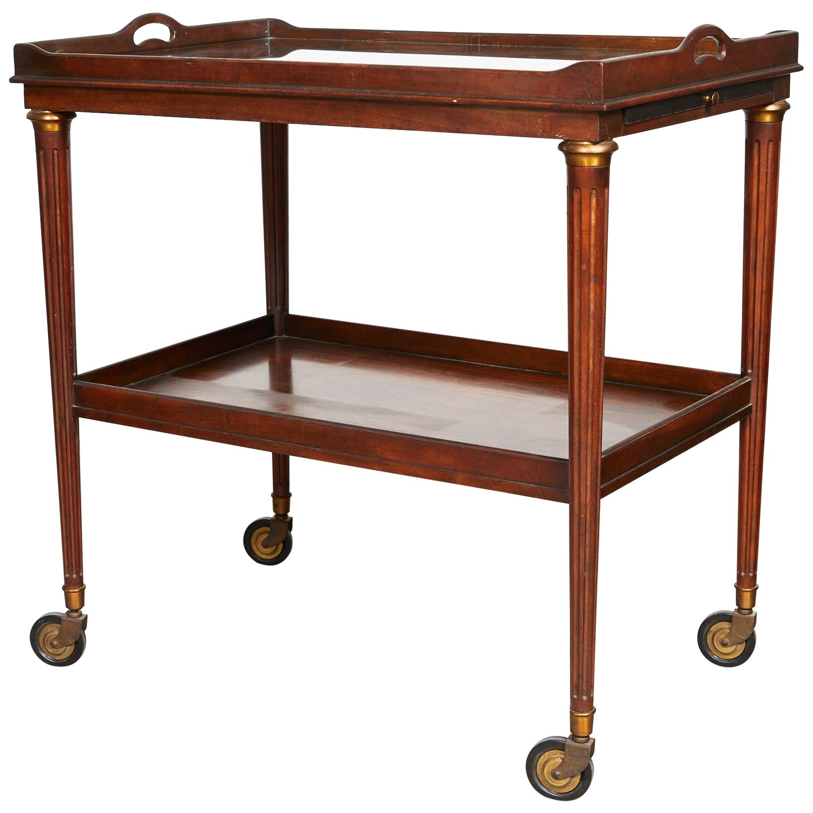 20th Century Two-Tier Bar Cart of Rosewood with Mirrored Top