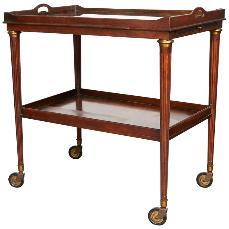 20th Century Two Tier Bar Cart Of Rosewood With Mirrored Top At 20th Century Two Tier Bar Cart Of