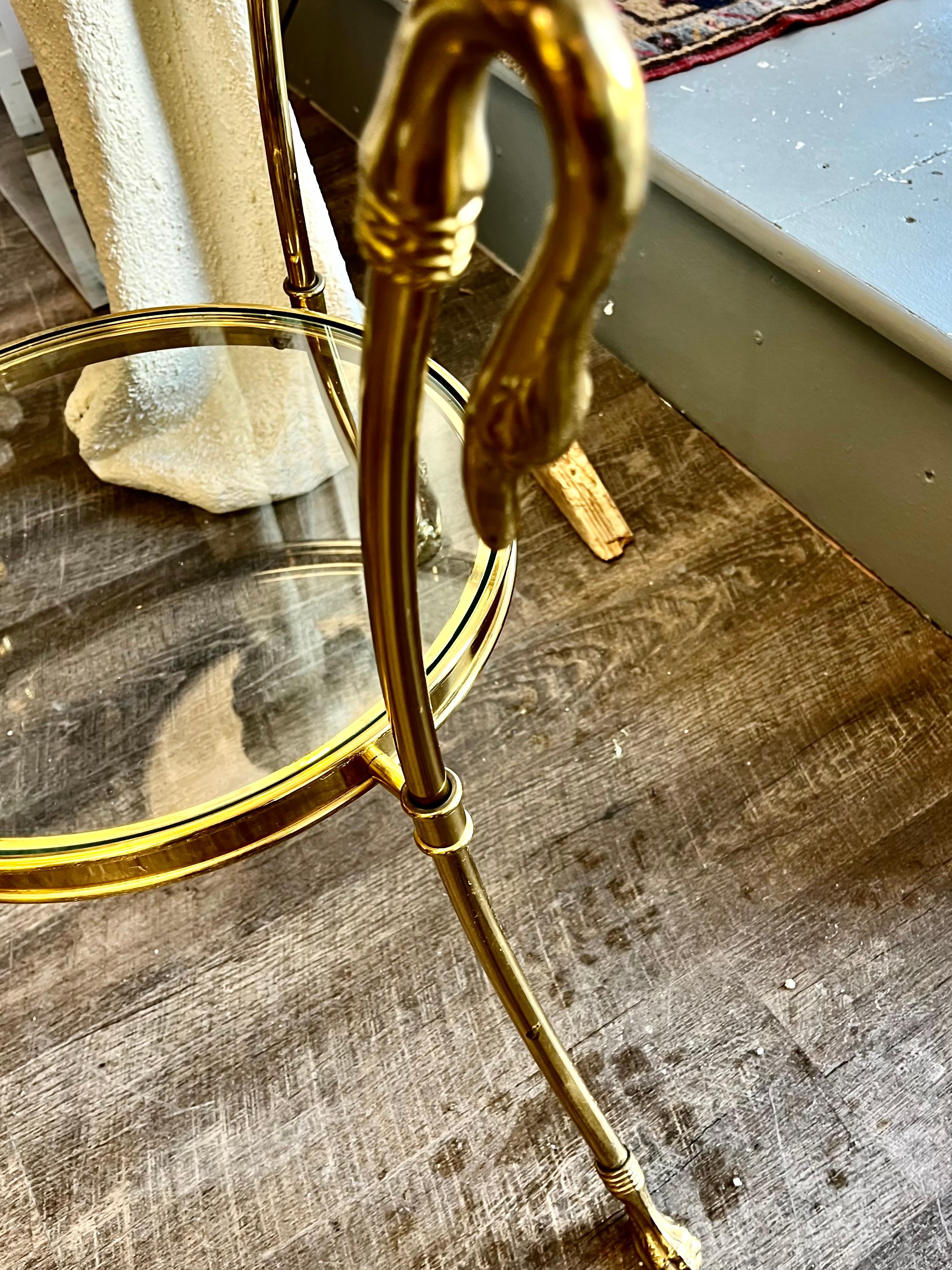 Italian 20th Century two tier  brass and glass gueridon