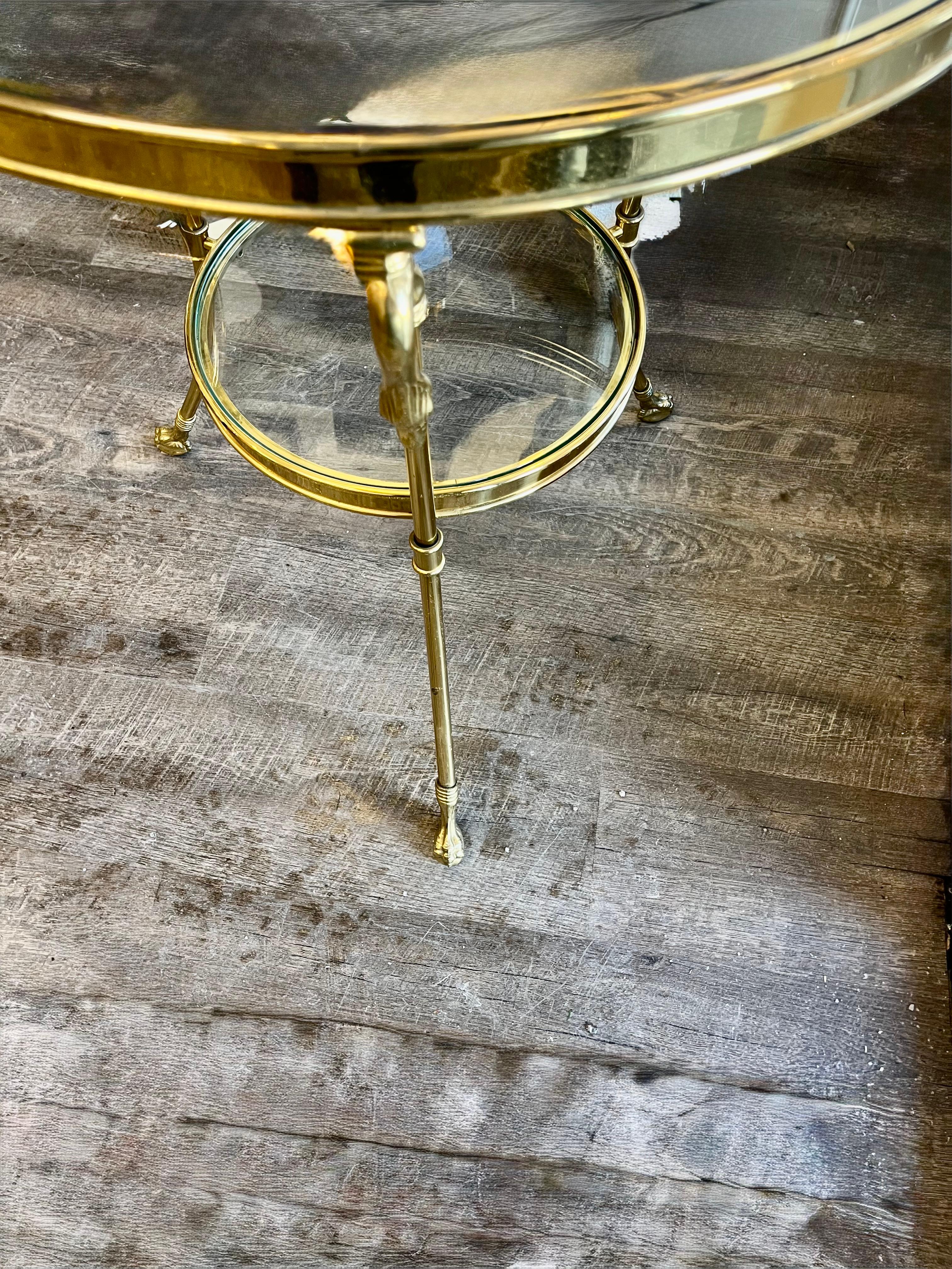 Late 20th Century 20th Century two tier  brass and glass gueridon