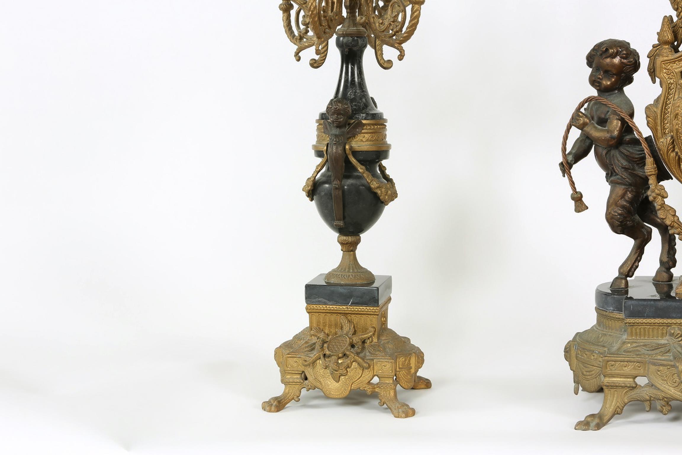 20th Century Two-Tone Bronze Three-Piece Garniture Set 4