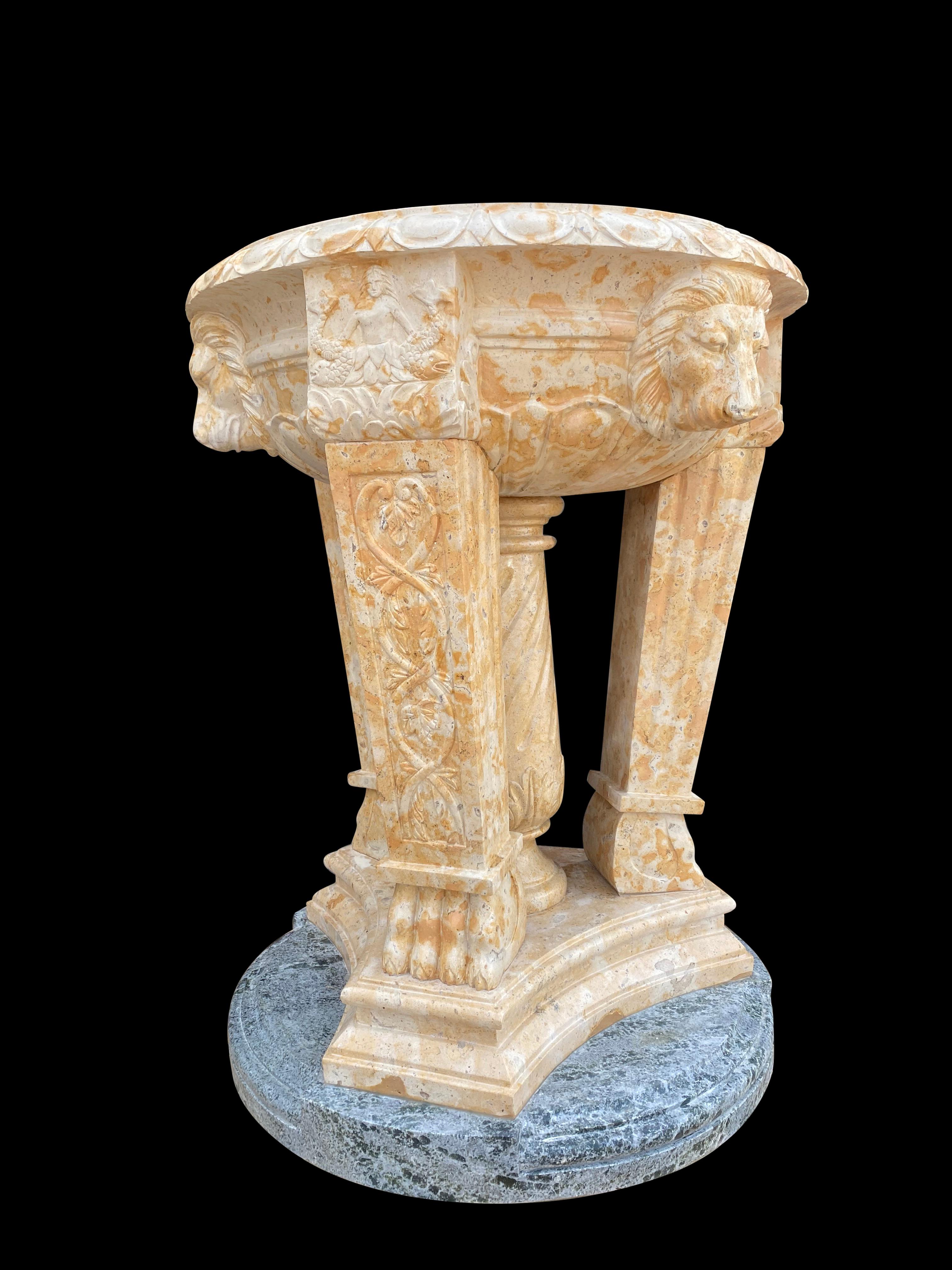 European 20th Century Two Toned Marble Planter/Tazzer/Bird Bath For Sale