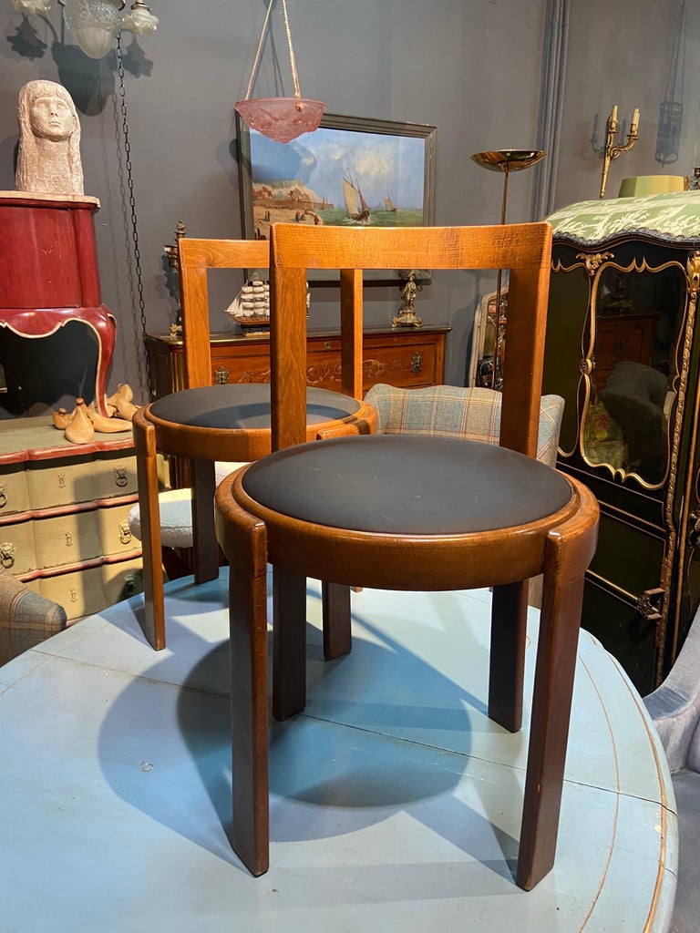 Traditional Rounded Chair 20th Century Two Vintage Italian Round Hand Carved Wooden Dining Chairs ...