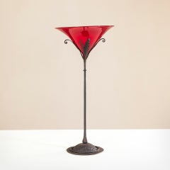 20th Century, Umberto Bellotto Vase with Iron Pedestal