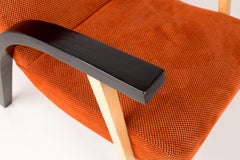 20th Century Unique Armchair, Orange Velvet, Lejkowski Lesniewski, 1970s, Poland