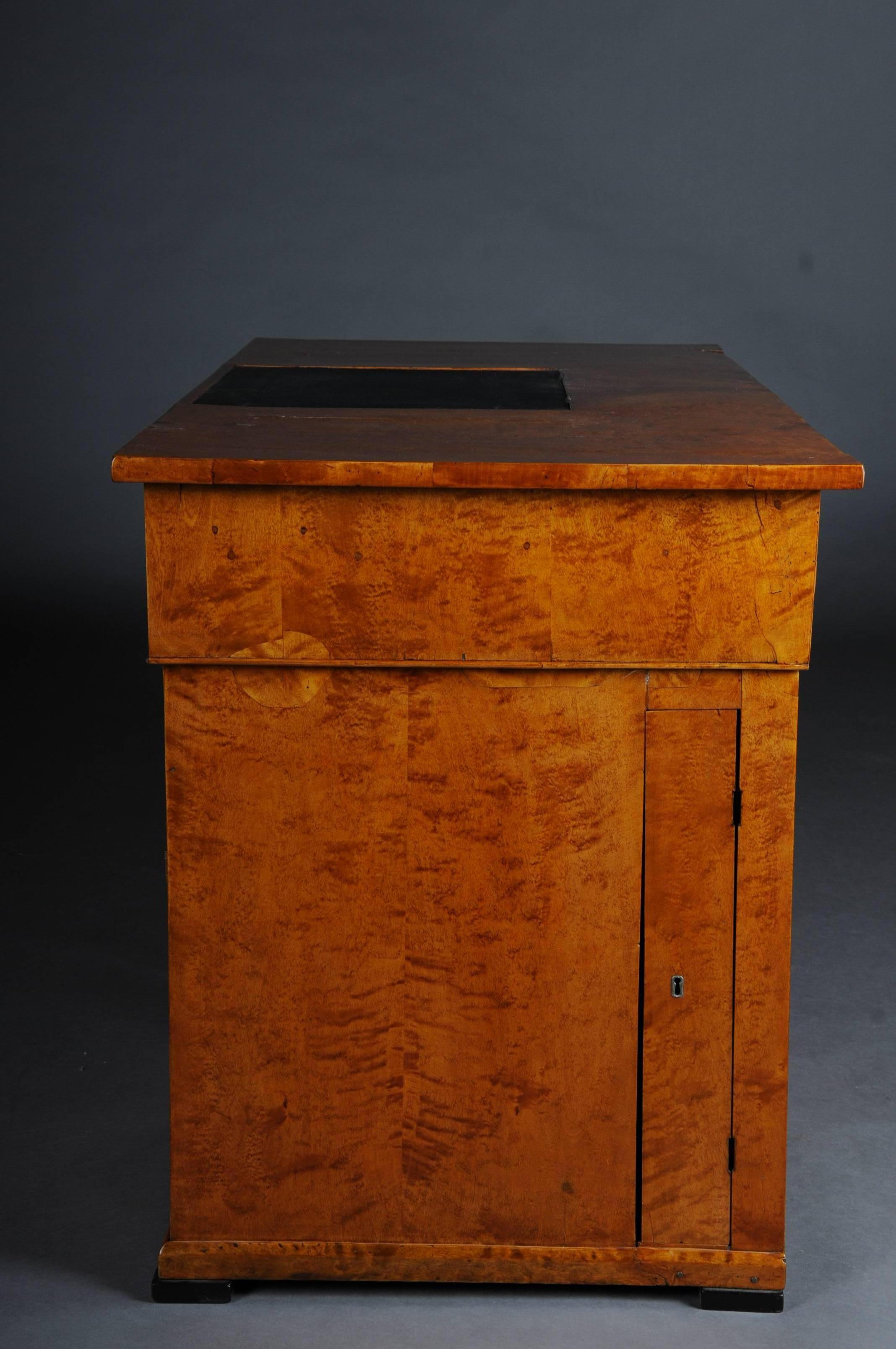 Veneer 20th Century Unique Biedermeier Writing Desk, Flamed Birch For Sale