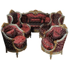groupe de sièges de salon français unique du 20ème siècle:: de style Louis XVI