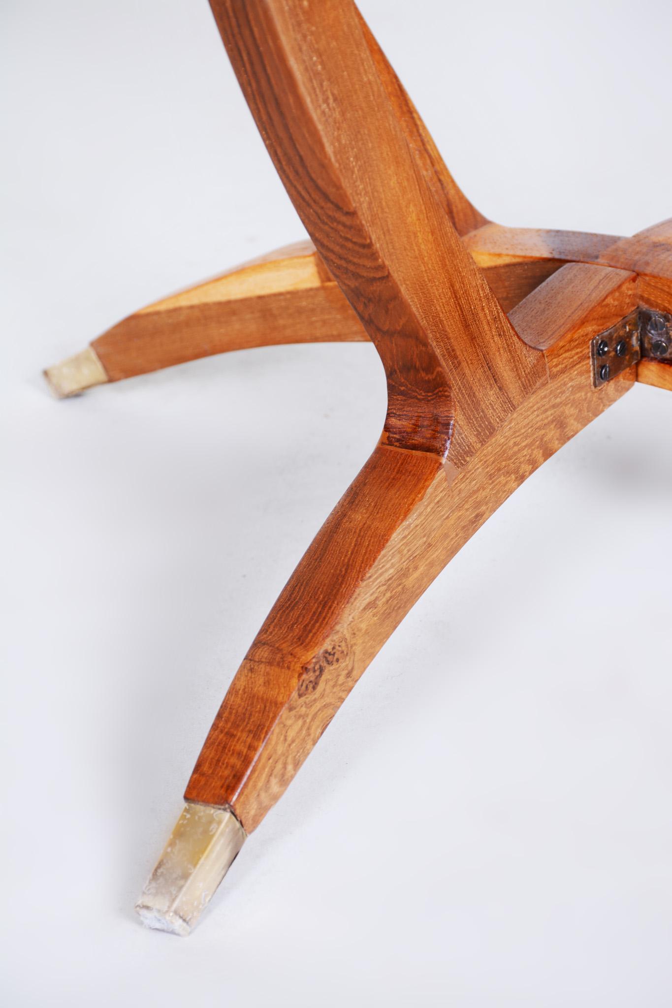 20th Century Unique Restored Folding Small Palisander Table, Asia, Brass Top 1
