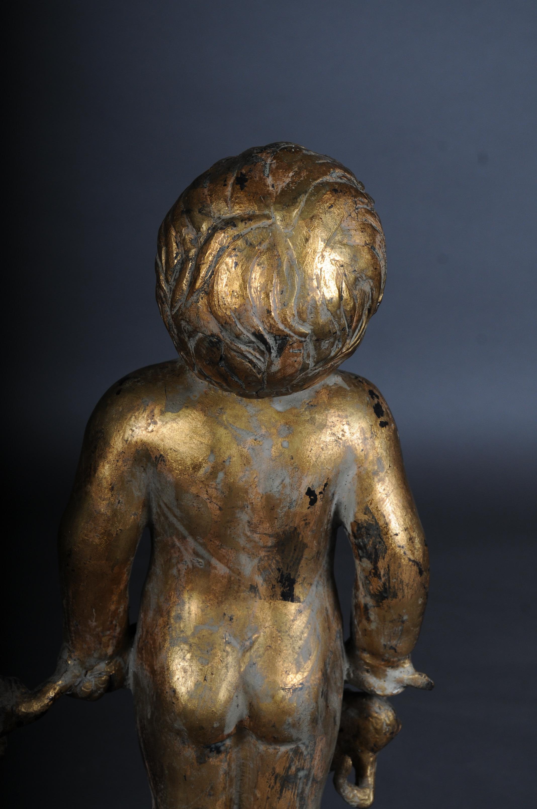 20th Century Unique sculpture of a putto with frogs, gold For Sale 8
