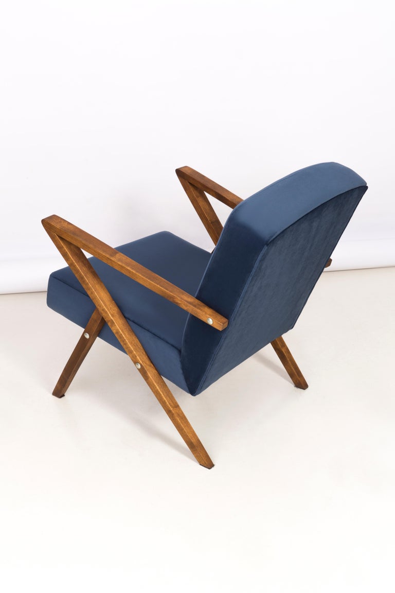 20th Century Unique Zet Armchair, Navy Velvet, 1970s 