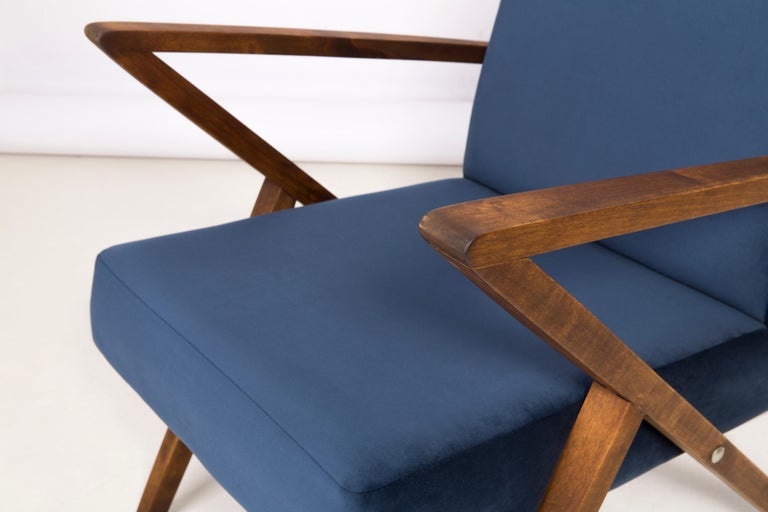 20th Century Unique Zet Armchair, Navy Velvet, 1970s 