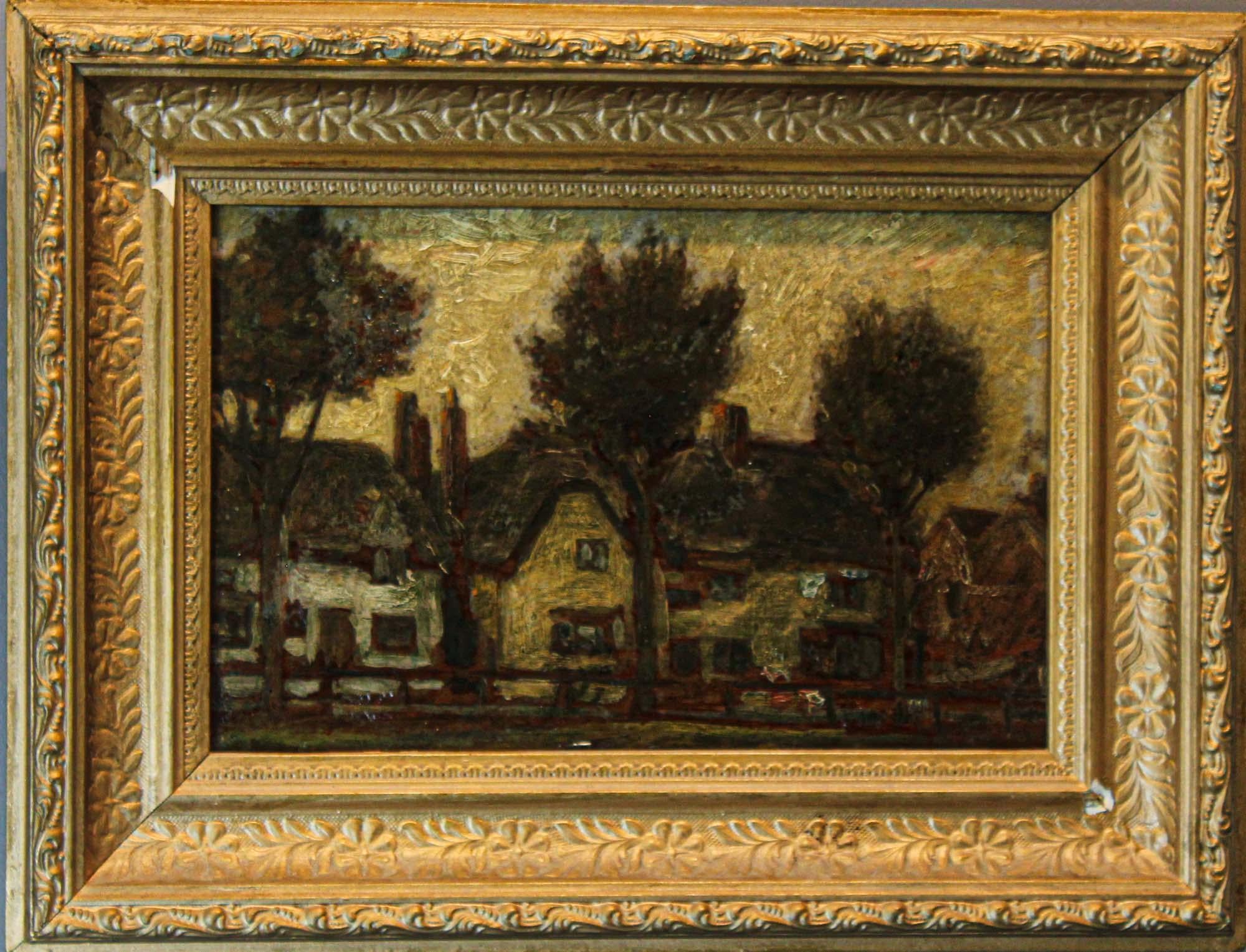 20th century unknown artist oil on panel painting - landscape

Dimensions:

Picture size: 28.5 x 19 cm ( width x length)
Full frame size: 42 x 32 x 3.5 cm

Approx weight: 1 KG

Condition: Painting has age related wear and tear, frame has