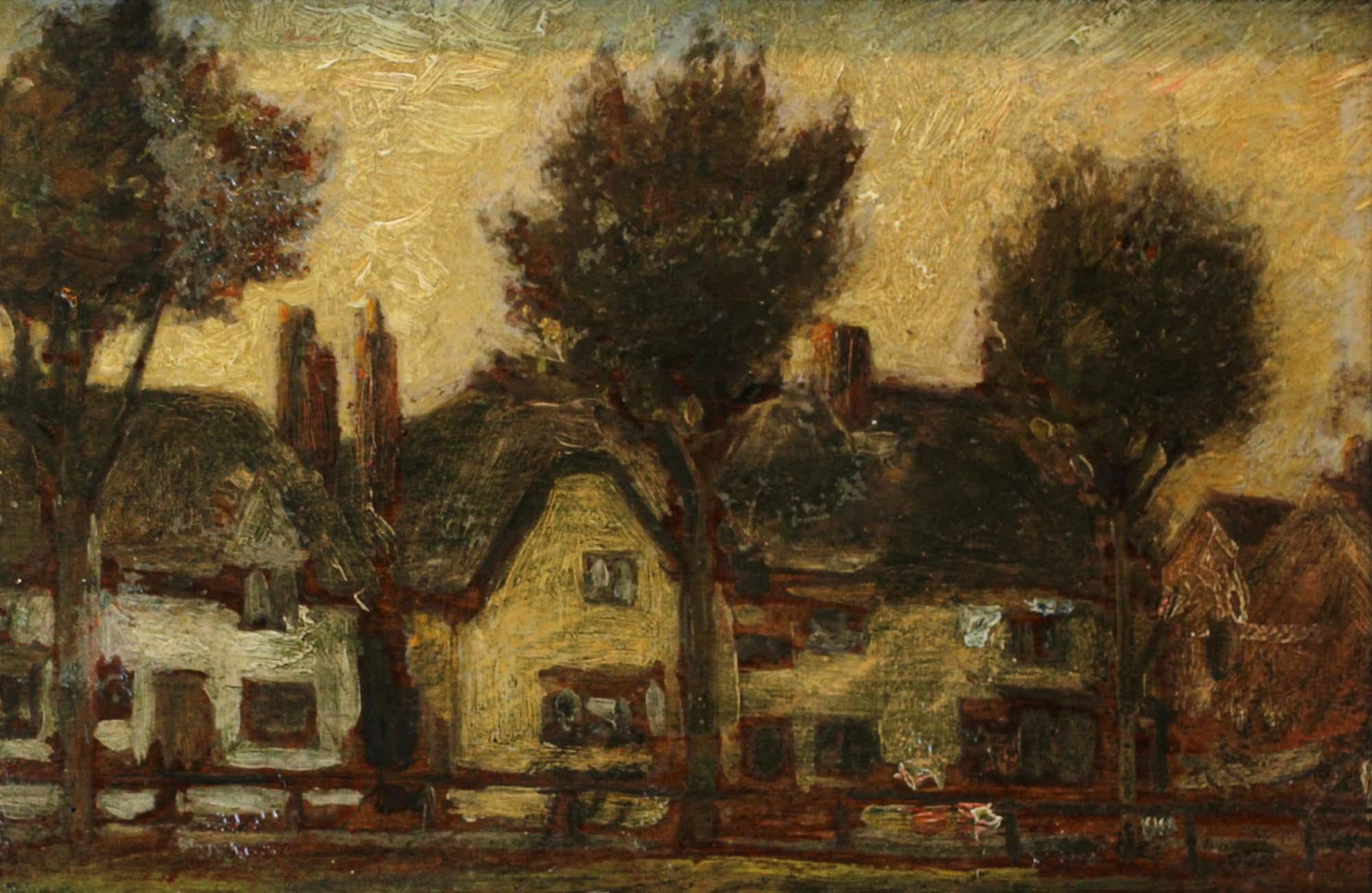 Wood 20th Century Unknown Artist Oil on Panel Painting, Landscape